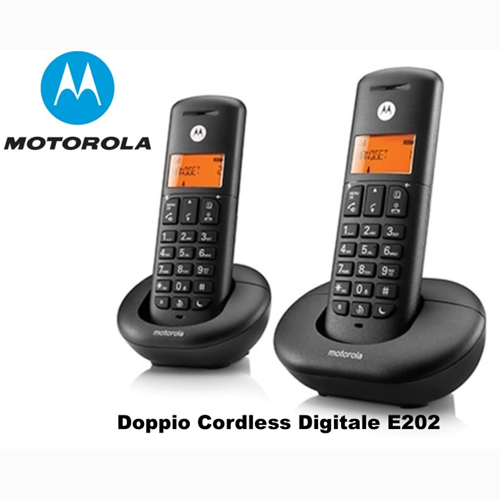 MOTOE202B - TELEFONO CORDLESS DOPPIO MOTOROLA E202 NERI - MOTOROLA