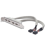 Cavo Slot su staffa PC con 4 connettori USB-A femmina collegati ai rispettivi cavetti 25 cm | EWENT CC-100300-002-G-B