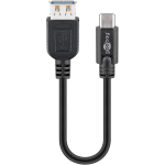 Cavo da USB-C a Presa USB Tipo A, Nero, 0.2 m Lunghezza del Cavo | EWENT